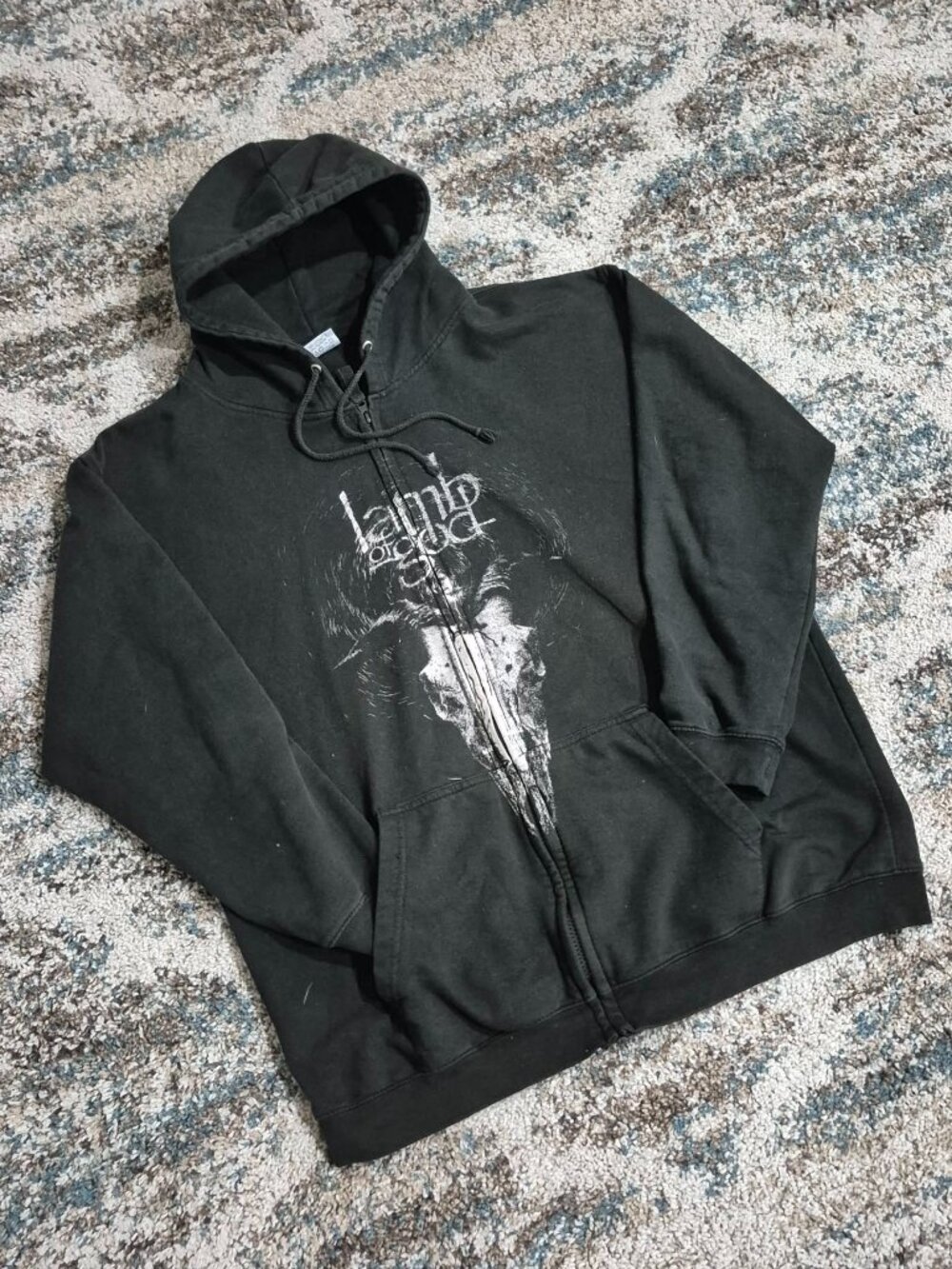 Y2k Lamb of God Black Zip-Up Hoodie – Size XL
